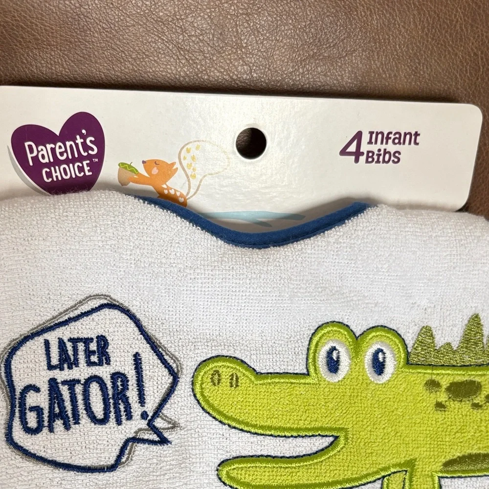 Parents Choice 4 pack Infant Bibs - Green and Blue